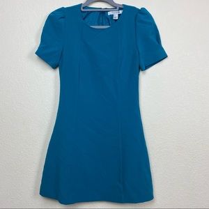 Forever 21 teal puff shoulder lined skater dress
